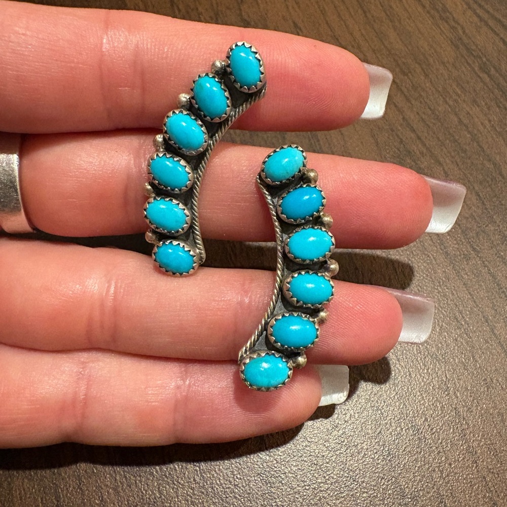 Raymond Yazzie Kingman Turquoise Earrings Native Made - SOLD ON EBAY